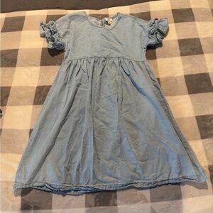Girls Crown and Ivy Chambray Ruffle Dress